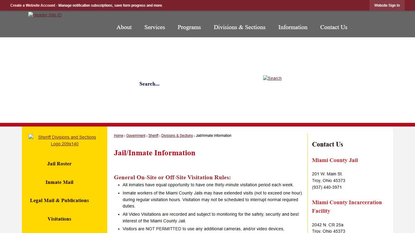 Jail/Inmate Information | Miami County, OH - Official Website